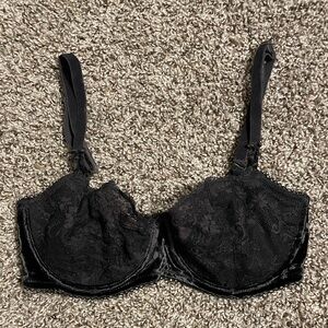 VS Black Lace & Velvet Balconette Bra 32DDD